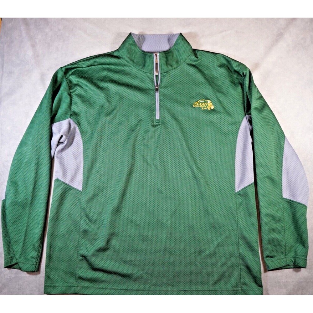NDSU Bison Mens XL 1/4 Zip Sweatshirt Green Gray Long Sleeve Pullover Proedge